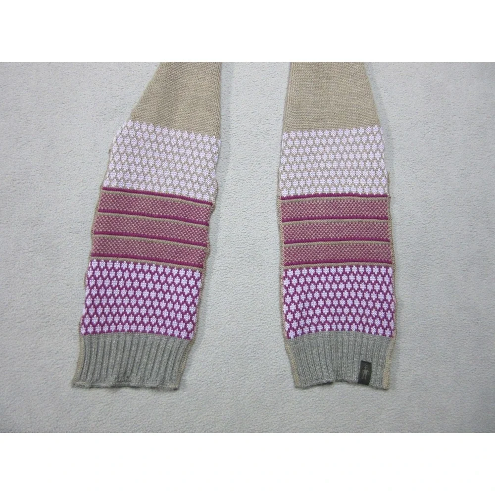 Smartwool Scarf Womens Gray Purple Fair Isle 100% Merino Wool Knit Nordic